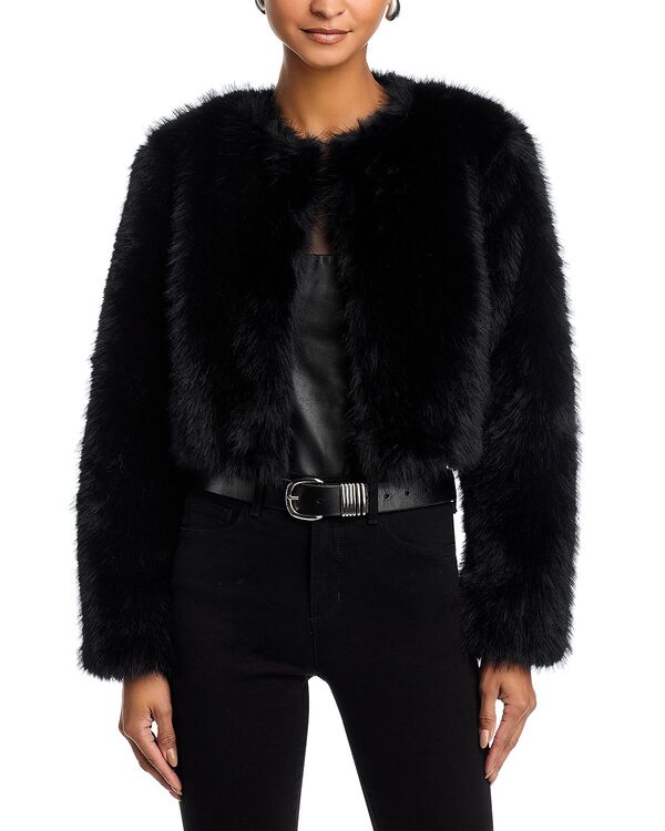 アクア レディース アウター ジャケット・ブルゾン AQUA Faux Fur Bolero Jacket - Exclusive Black ブラック｜ReVida 店