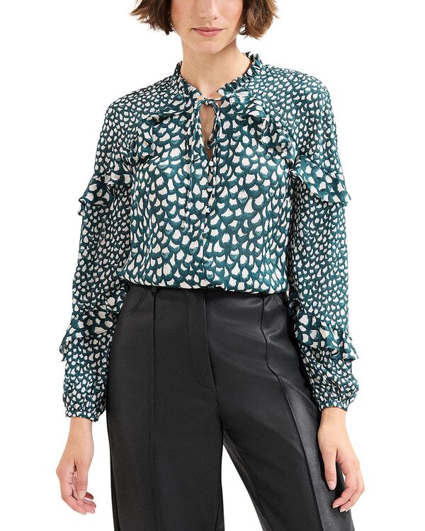 フェイズ・エイト レディース トップス シャツ ブラウス Phaseight Manon Frill Detail Blouse Green グリーン