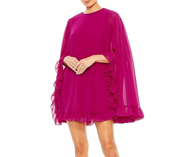 マックダガル レディース トップス ワンピース フリル Mac Duggal Ruffle Trim Dress Fuchsia フューシャ｜ReVida 店