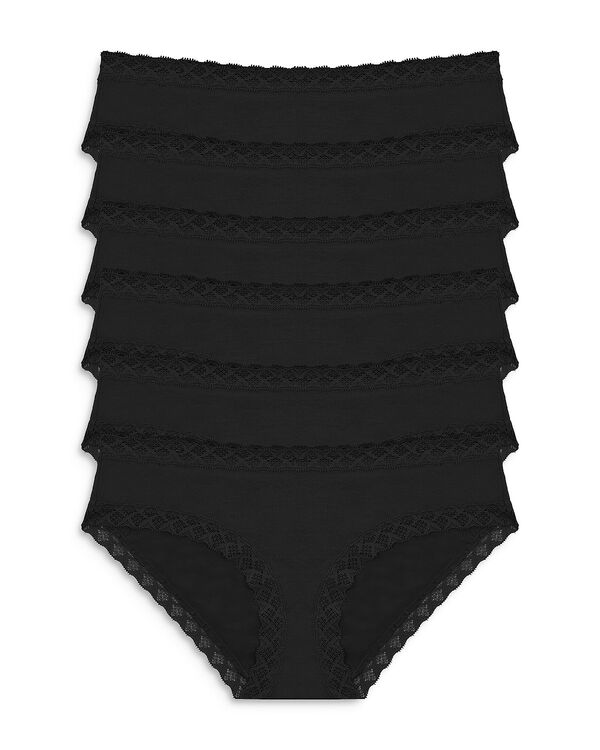 ナトリ レディース アンダー御召しもの ズボン下 スピード競技刈り込み スピード競技 Natori Bliss Lace Trim Brief Pack of 6 Black 黒いこと