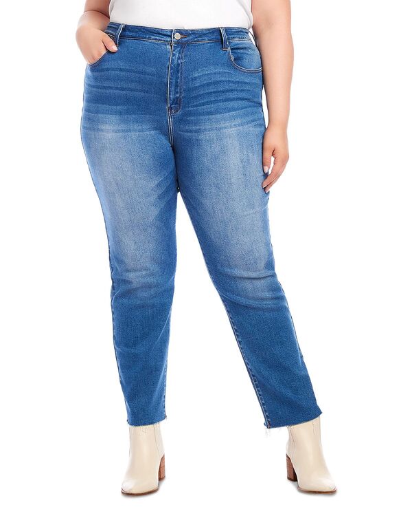 カレンケーン レディース ボトムス ジーンズズボン下 つけ加える大きさ デニム Karen Kane Plusize High Rise Raw Hem Straight Jeans インチ Denim ジーンズ