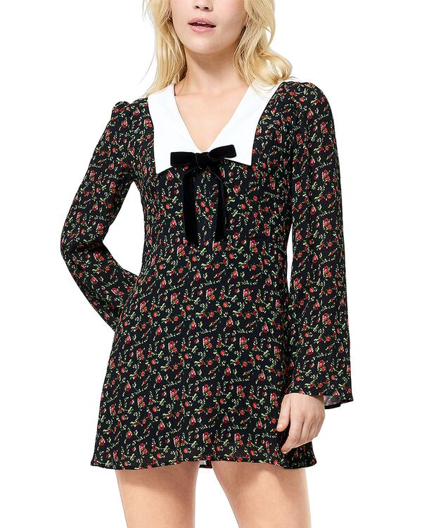 フレンチコネクション レディース トップス 衣装 縮緬 FRENCH CONNECTION Yasmin Crepe Collaredress Black Multi 黒いこと ワンピース-レディースファッション
