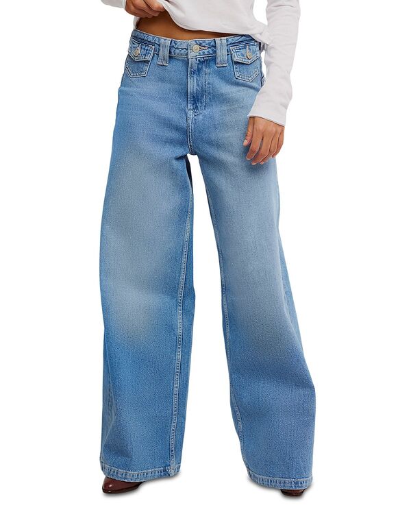 フリーピープル レディース ボトムス デニムパンツ ジーンズ Free People Kellee High Rise Palazzo Jeans in Plaza Blue ブルー｜ReVida 店