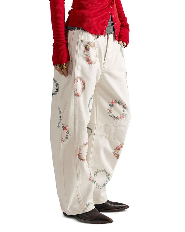 フリーピープル レディース ボトムス デニムパンツ プリント ジーンズ Free People Good Luck Printed Relaxed Jeans in Watercolor