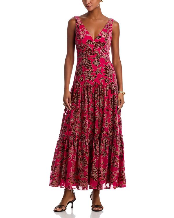アクア レディース トップス ワンピース ベルベット マキシ AQUA Velvet Burnout Guest of Maxi Dress - Exclusive Pink/Wine ワイン|ReVida 店