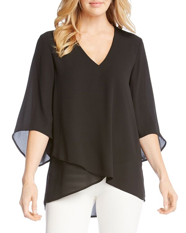 カレンケーン レディース トップス シャツ アシンメトリー Karen Kane Asymmetric High/Low Top Black ブラック
