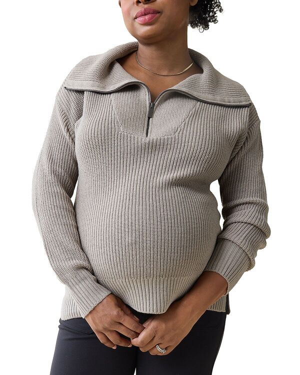 イングリッド&イザベル レディース アウター ニット・セーター マタニティ Ingrid & Isabel Maternity Zip Front Sweater Taupe トープ