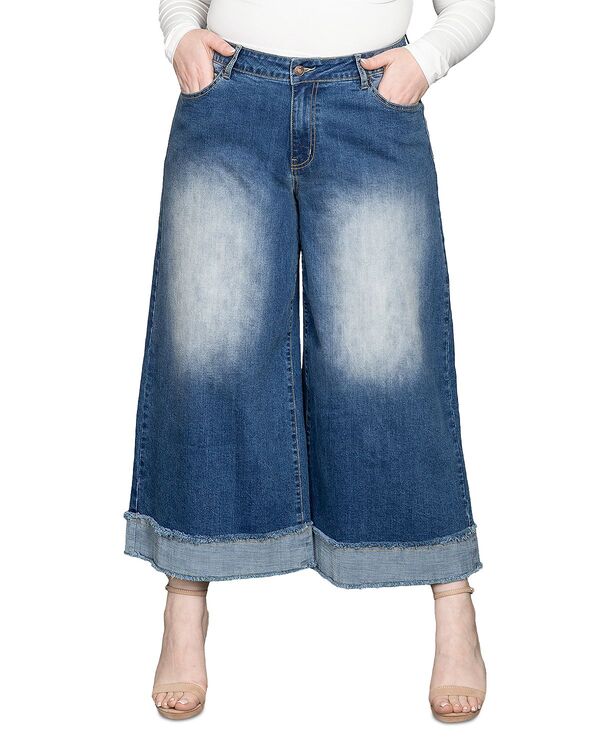 スタンダーズ アンド プラクティス レディース ボトムス デニムパンツ ワイドレッグ クロップド ジーンズ standards & practices Cropped Wide Leg Jeans in Two Tone Two Tone