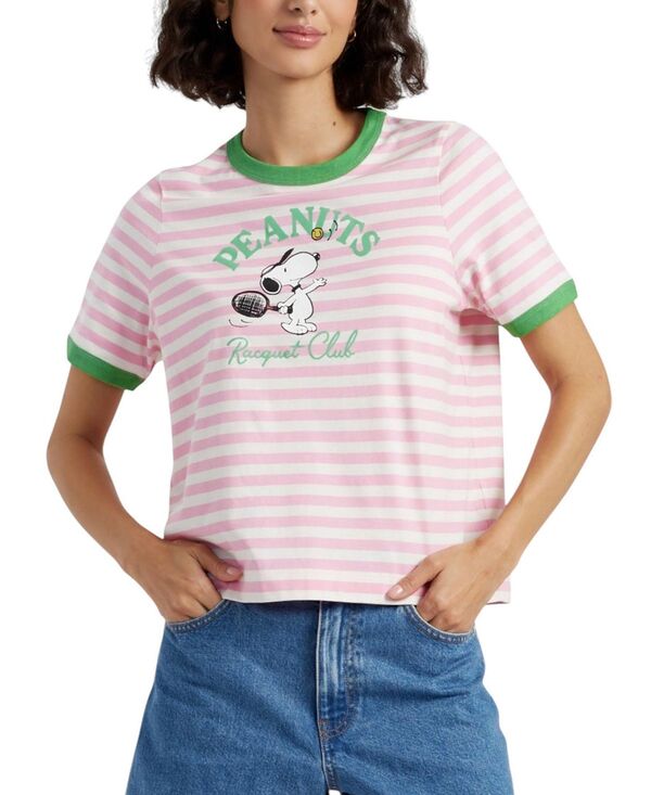 チンティアンドパーカー レディース トップス シャツ コットン Chinti & Parker Women's Cotton Peanuts Racquet Club T-Shirt Pink ピンク|ReVida 店