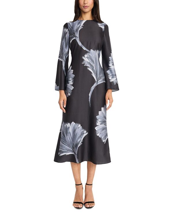 ドナモーガン レディース トップス ワンピース プリント Donna Morgan Printed Long Sleeve Dress Black/ Grey ブラック