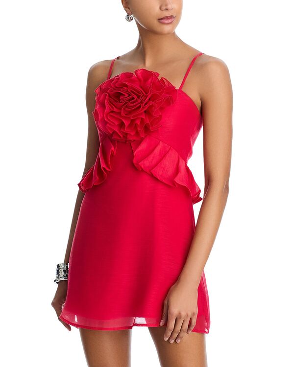 アクア レディース トップス ワンピース ミニ AQUA Rosette Mini Dress - Exclusive Red レッド