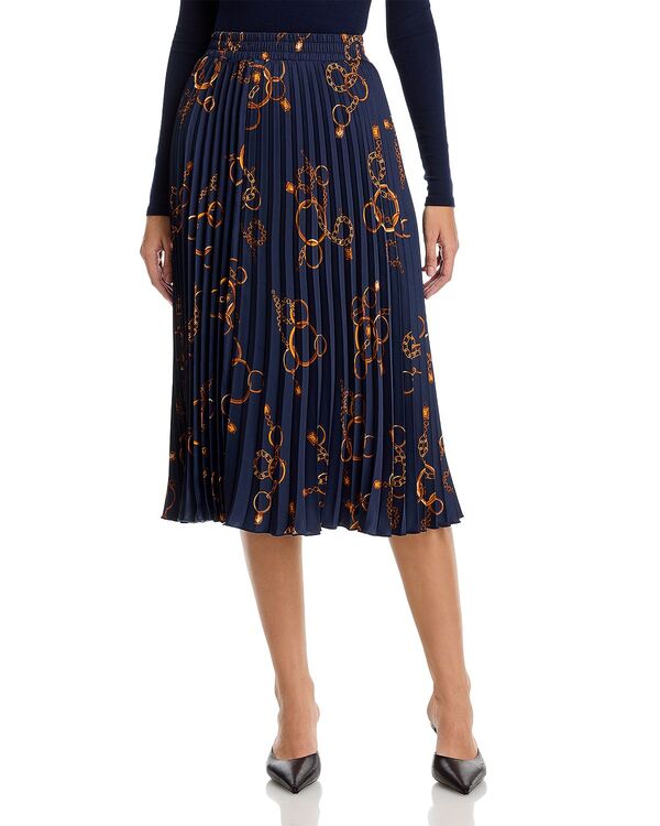 ティー・タハリ レディース ボトムスカート プリーツ Tahari Pull On Pleated Skirt Golden Bracelet Print|ReVida 店