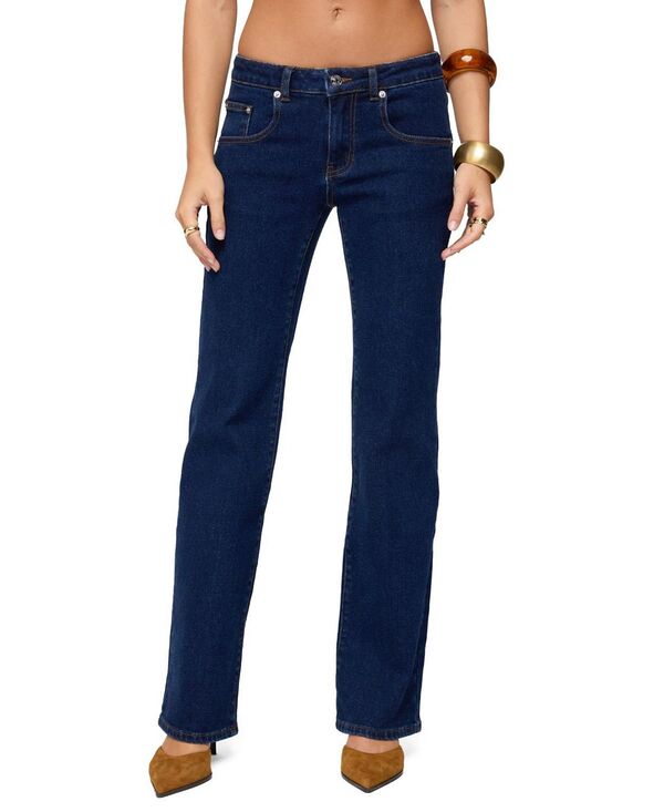 アディクテッド レディース ボトムス デニムパンツ ストレート ローライズ ジーンズ Edikted Jemima Low Rise Straight Leg Jeans in Dark Blue Washedark-Blue-Washed ブルー