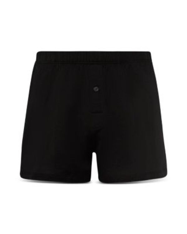 ハンロ メンズ アンダー御召しもの ボクサーズボン下 綿織物 Hanro Cotton Sporty Button Fly Boxers Black 黒いこと