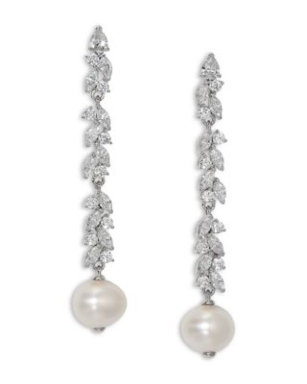 ナディール レディース アクセサリー ピアス・イヤリング Nadri Sav Cubic Zirconia Cluster & Cultured Freshwater Pearlinear Drop Earrings in Rhodium Plated Silver シルバー