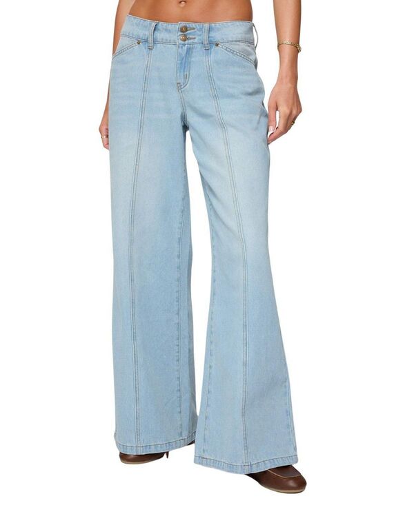 アディクテッド レディース ボトムス デニムパンツ ローライズ ジーンズ Edikted Charlie Panel Stitch Low Rise Light Rinse Wash Jeans Light-Blue ブルー