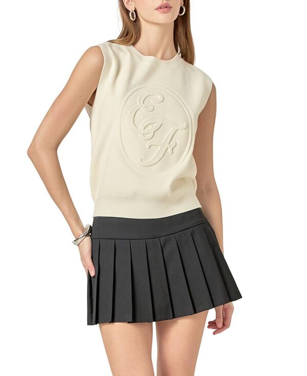 イングリッシュファクトリー レディース アウター ベスト ニット ロゴ English Factory Women's Embo Logo Knit Vest Ivory アイボリー