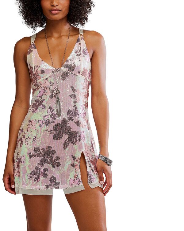 フリーピープル レディース トップス ワンピースパンコール Free People Dazzle Me Sequin Jacquardress Blush Pink ピンク｜ReVida 店