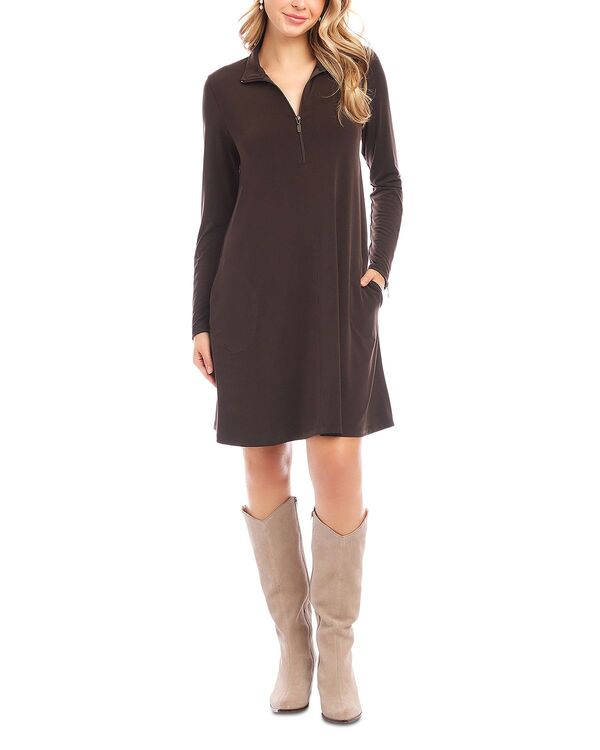 カレンケーン レディース トップス ワンピース Karen Kane Zip Up Travel Dress Brown ブラウン