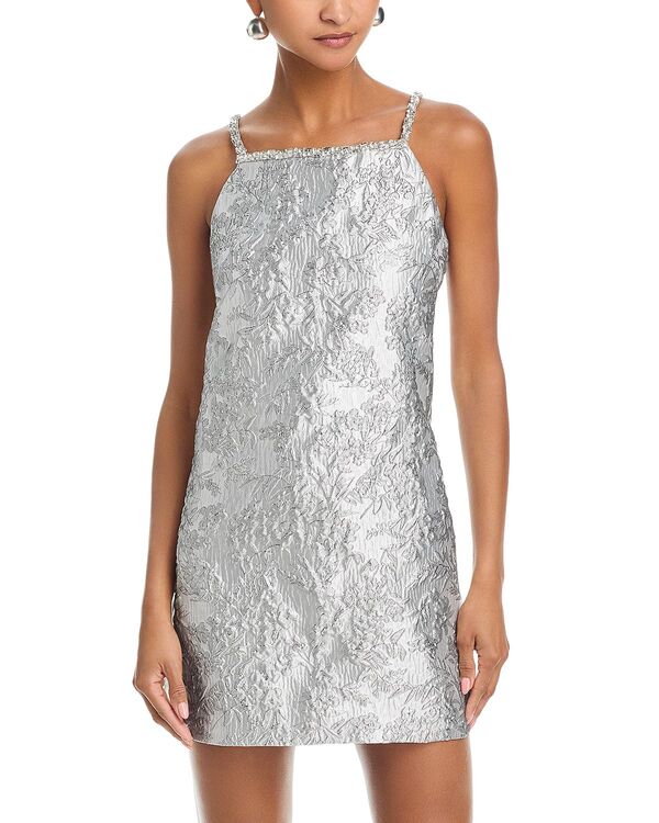アクア レディース トップス ワンピース AQUA Brocade Crystal Embellishedress - Exclusive Silver シルバー｜ReVida 店