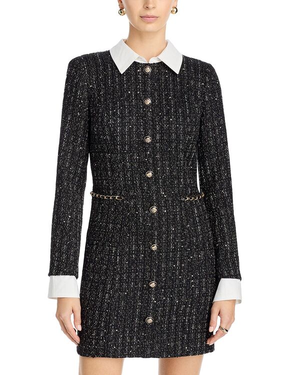 アクア レディース トップス ワンピース ミニ ツイード AQUA Tweed Mini Dress - Exclusive Black ブラック 19,695円