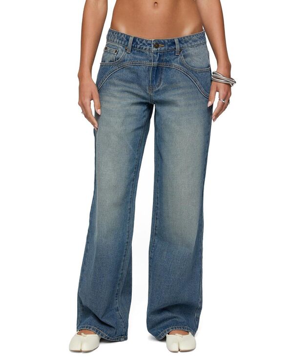 アディクテッド レディース ボトムス デニムパンツ ローライズ ジーンズ Edikted Ronny Curved Stitch Low Rise Blue-Washed Jeans Blue-Washed ブルー 16,110円