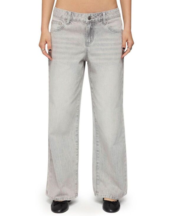 アディクテッド レディース ボトムス デニムパンツ ローライズ プチ ジーンズ Edikted Petite Magda Low Rise Jeans in Acid Wash Gray Washed グレー