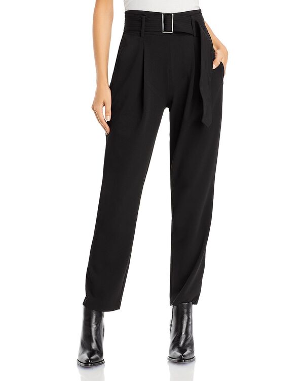 ティー・タハリ レディース ボトムス カジュアルパンツ クレープリーツ Tahari Crepe Pull On Front Pleated Self Belted Pants Black ブラック