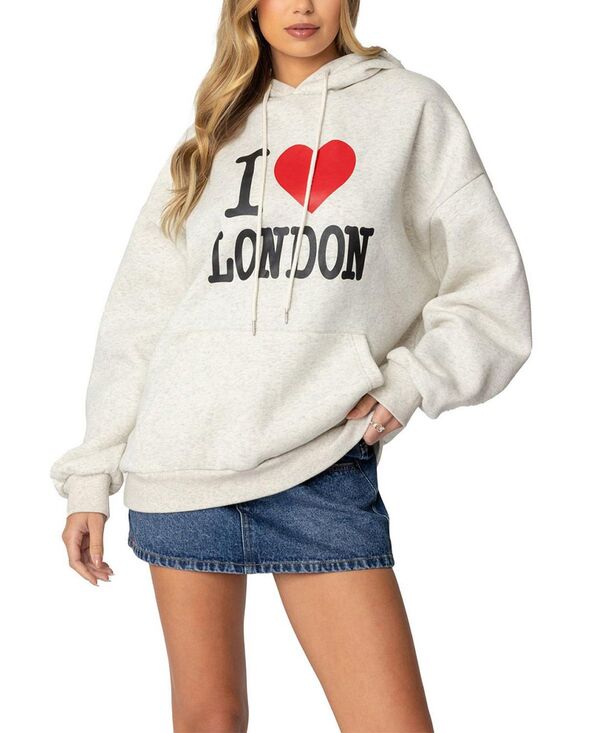 アディクテッド レディース アウター パーカー・スウェット Edikted London Loversized Hoodie Gray Melange グレー|ReVida 店