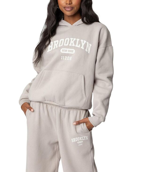 アディクテッド レディース アウター パーカー・スウェット Edikted BrooklynY Hoodie Beige ベージュ｜ReVida 店