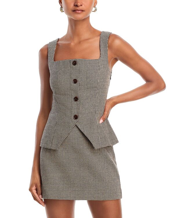 フレンチコネクション レディース トップス シャツ FRENCH CONNECTION Houndstooth Square Neck Top Brown Multi ブラウン