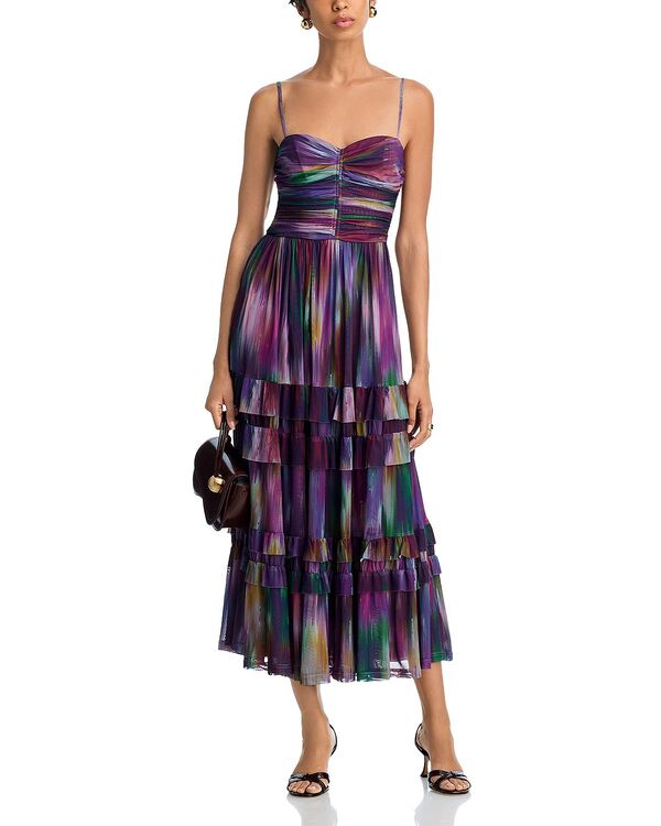 アクア レディース トップス ワンピース メッシュ ミディ AQUA Ikat Mesh Guest of Midi Dress Exclusive Purple Multi パープル 19,936円
