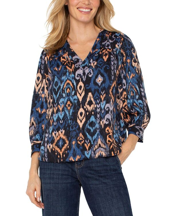 リヴァプール ロサンゼルス レディース トップス シャツ プリント Liverpoolos Angeles Ikat Printop Blue Multi ブルー