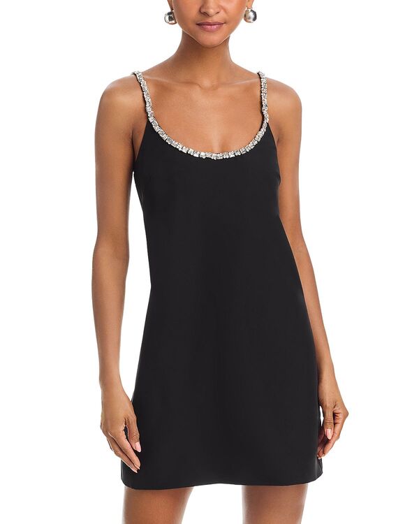 アクア レディース トップス ワンピース AQUA Crystal Trim Shift Dress - Exclusive Black ブラック
