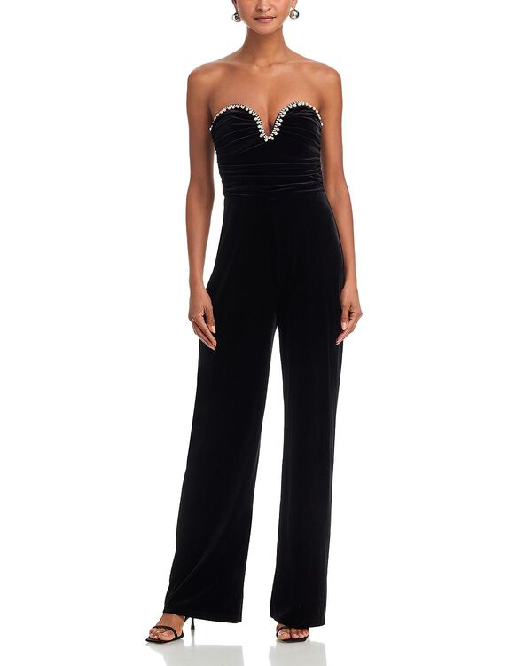 アクア レディース トップス ジャンプスーツ ベルベット ストラップレス AQUA Strapless Velvet Jumpsuit - Exclusive Navy ネイビー