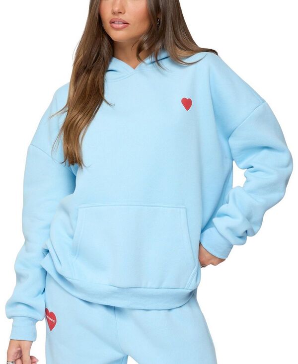 アディクテッド レディース アウター パーカー・スウェット Edikted Call Me Hoodie Light Blue ブルー