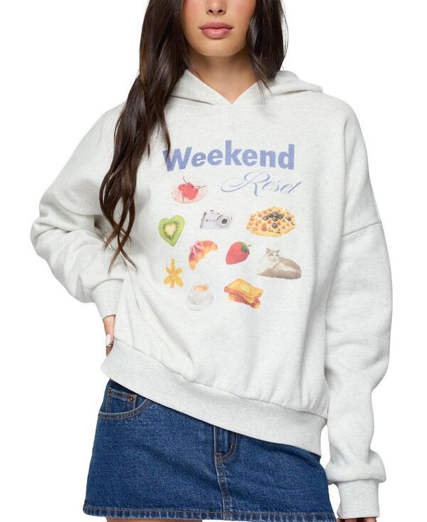 アディクテッド レディース アウター パーカー・スウェット Edikted Weekend Reset Hoodie Gray Melange グレー
