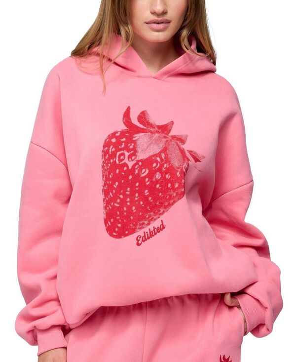 アディクテッド レディース アウター パーカー・スウェット Edikted Strawberry Babe Hoodie Pink ピンク|ReVida 店