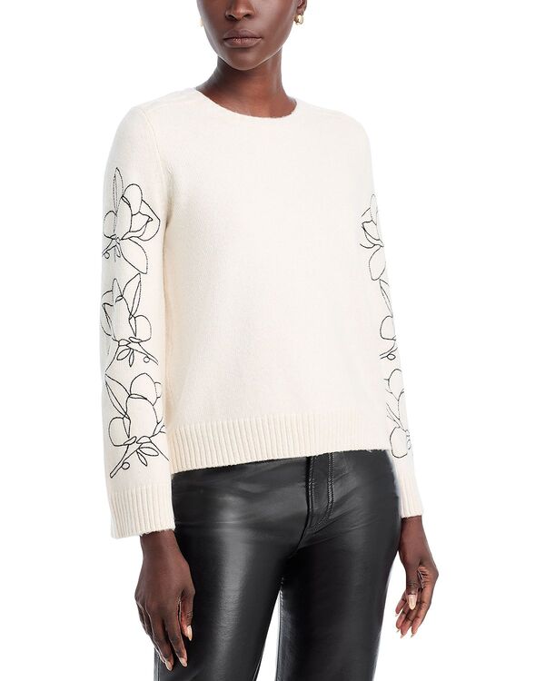 ティー・タハリ レディース アウター ニット・セーター クルーネック フラワー柄 コントラスト フラワー Tahari Floral Contrast Crewneck Sweater Cream/Black クリーム