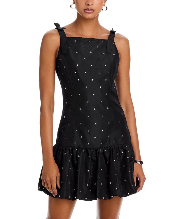 アクア レディース トップス ワンピース ミニ AQUA Rhinestone Mini Dress Black ブラック｜ReVida 店 15,106円