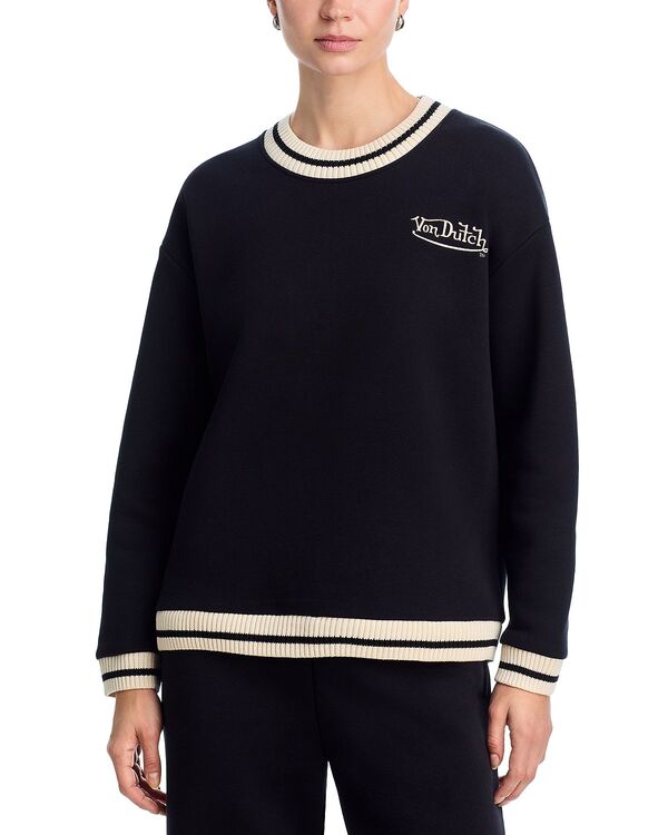 ヴィンテージハバナ レディース アウター パーカー・スウェット クルーネック シャツ フリース Vintage Havana x Von Dutch Comfort Fleece Crewneck Sweatshirt Black/Ivory アイボリー