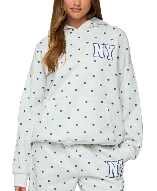 アディクテッド レディース アウター パーカー・スウェット ドット柄 ドット Edikted Ny Babe Polka Dot Hoodie Gray Melange グレー|ReVida 店
