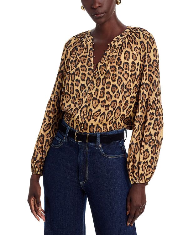 ティー・タハリ レディース トップス シャツ Vネック ボタンダウン プリント ダウン ブラウス Tahari Split V Neck Leopard Print Button Down Blouse Leopard Print アニマル