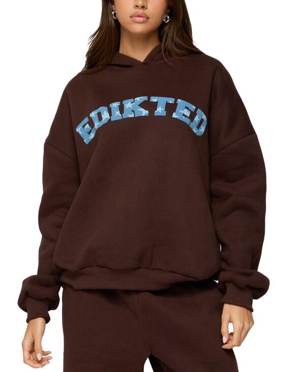 アディクテッド レディース アウター パーカー・スウェット Really Edikted Hoodie Brown ブラウン