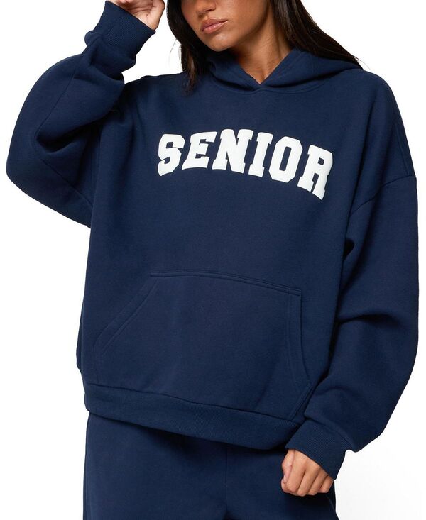 アディクテッド レディース アウター パーカー・スウェット Edikted Senior Girl Oversized Hoodie Navy ネイビー|ReVida 店