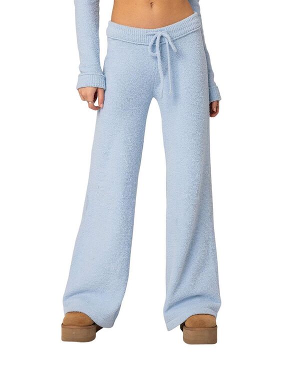 アディクテッド レディース ボトムス カジュアルパンツ プラスサイズ ニット Edikted Plush Super Soft Knit Pants Blue ブルー