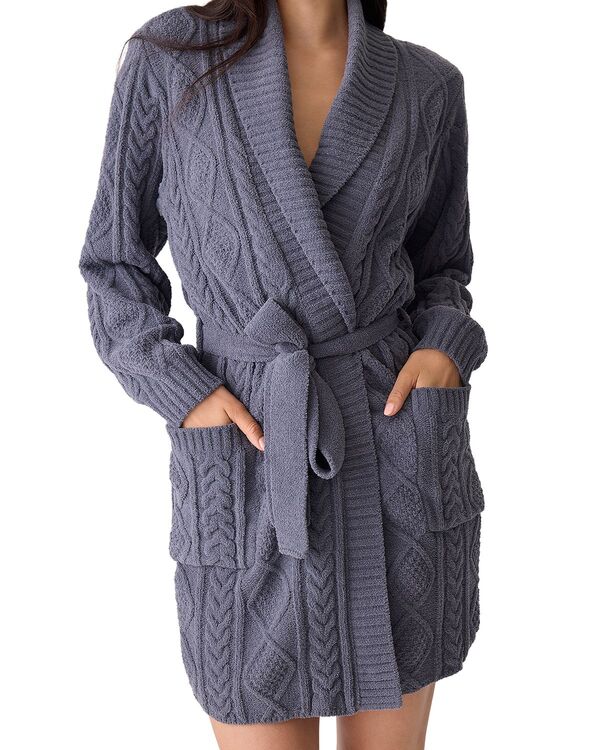 ピージェイサルベージ レディース アンダー御召しもの ナイト爵御召しもの 編み物 PJ Salvage Cable Knit Robe Charcoal 濃灰色