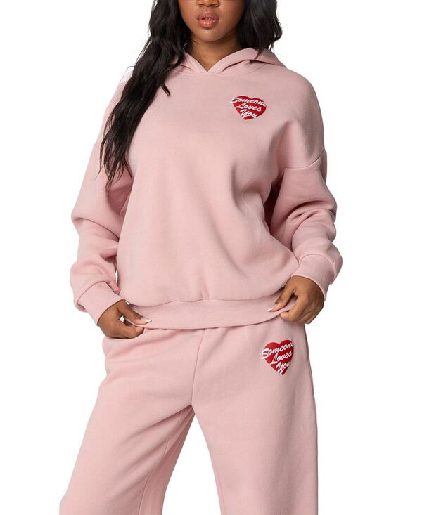 アディクテッド レディース アウター パーカー・スウェット Edikted Someone Loves You Hoodie Pink ピンク