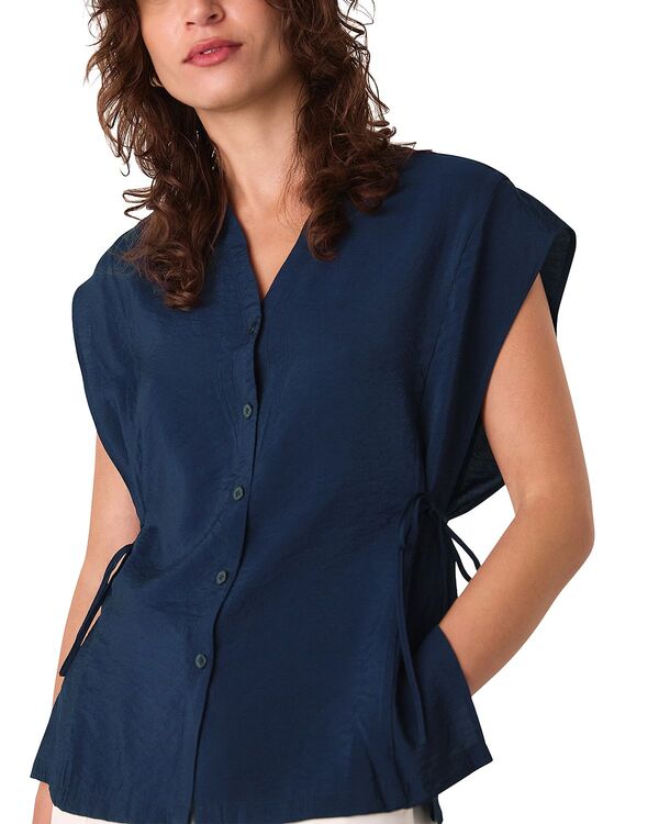 ホイッスルズ レディース トップス シャツ ボタンダウン ブラウス Whistles Button Down Tie Side Blouse Navy ネイビー