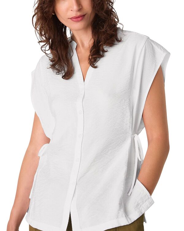 ホイッスルズ レディース トップス シャツ ボタンダウン ブラウス Whistles Button Down Tie Side Blouse White ホワイト｜ReVida 店